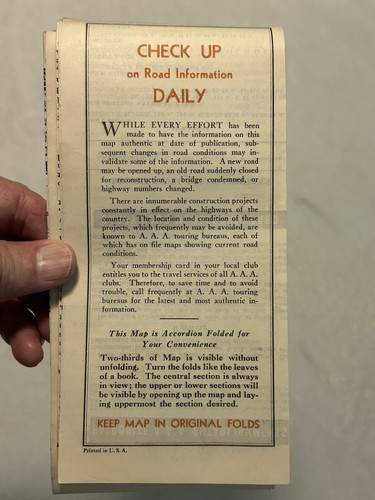 1934 official road - 1934, map